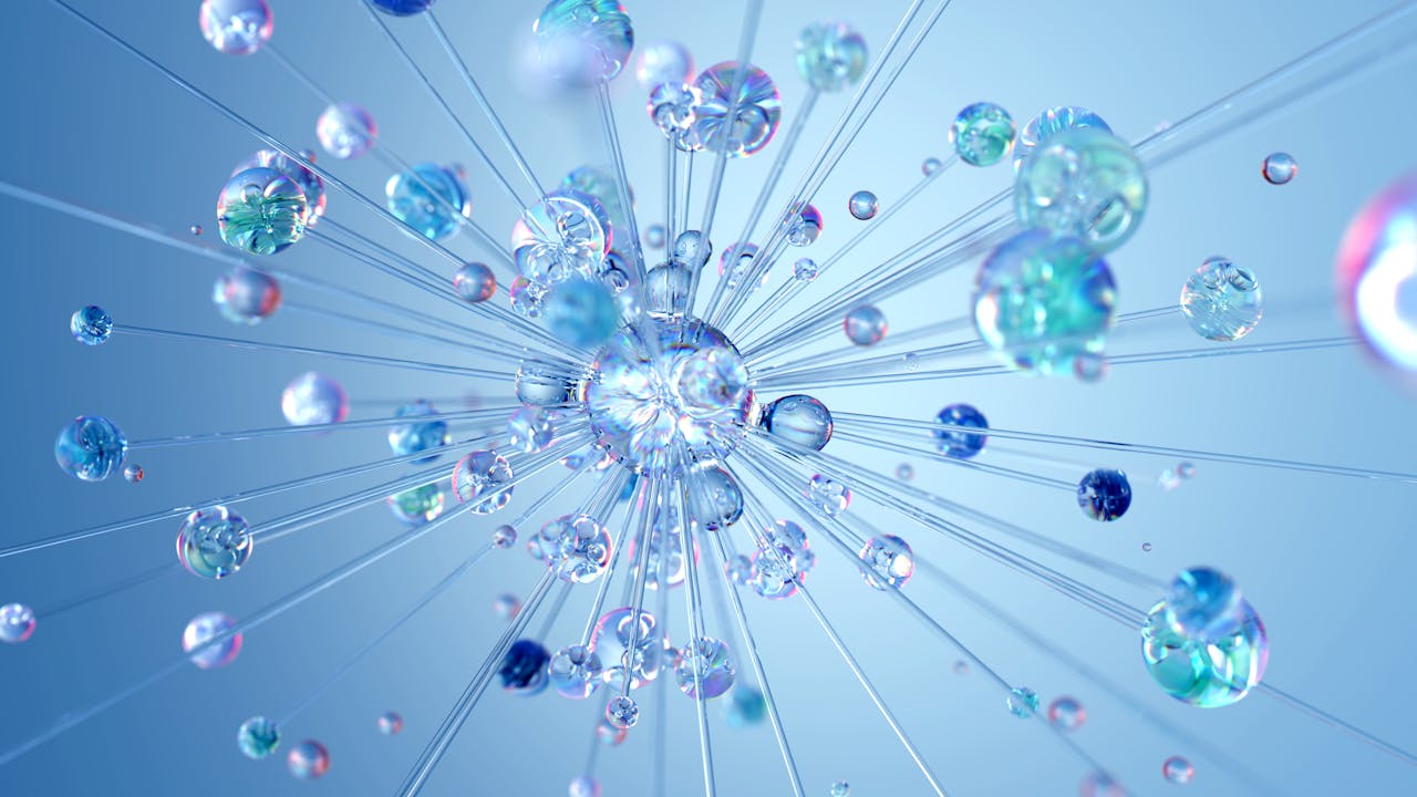 services-02 3D render abstract digital visualization depicting neural networks and AI technology.