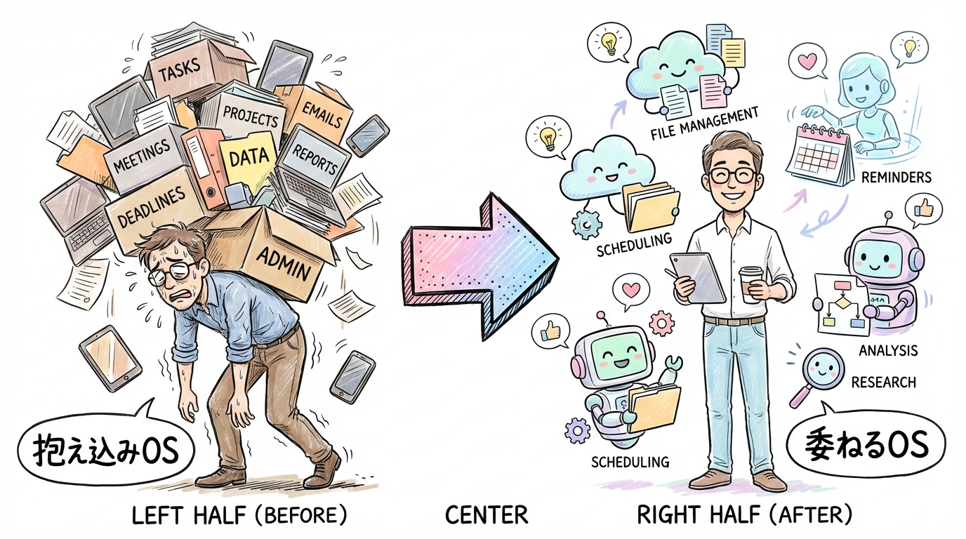 抱え込みOSから委ねるOSへの変化 - 一人で抱え込むからAIチームで分担へ