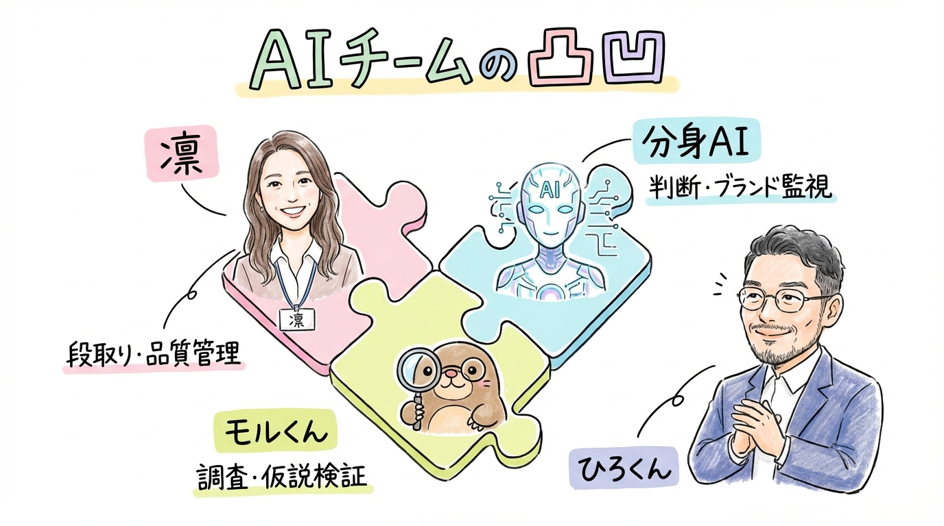 AIチームの凸凹MAP - 分身AI.comグラレコ図解