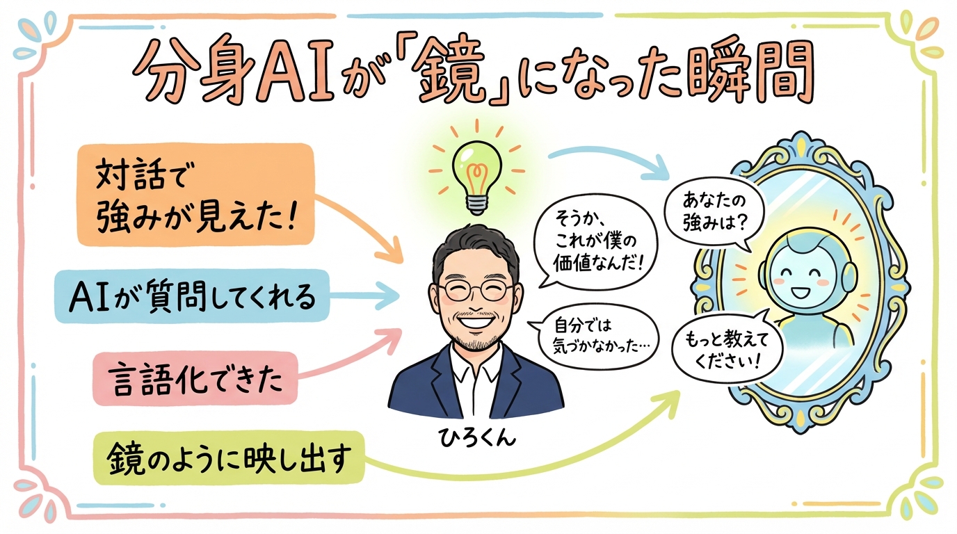 AIに「自分を商品化して」と頼んだら、自分のことが一番わかってなかった話 分身AIが鏡になった瞬間 - AIとの対話で自分の強みが言語化できた