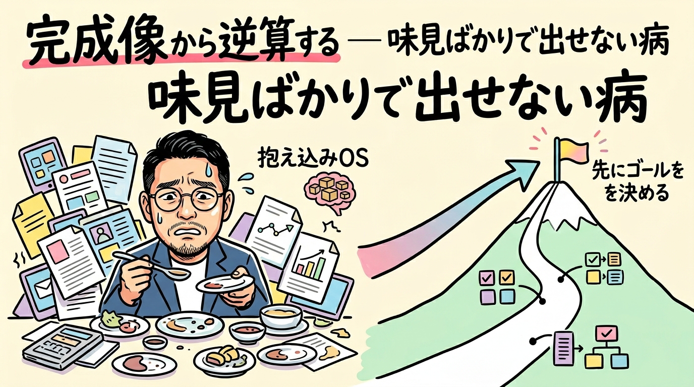 分身AIが分身AIを作る世界 — プロダクトの完成像から逆算する第一歩【プロセスエコノミー】 完成像から逆算する — 味見ばかりで出せない病