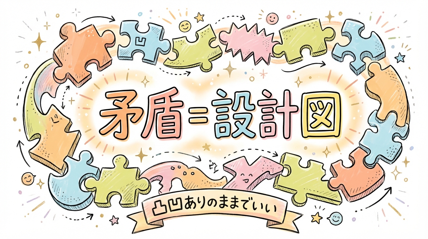 2つの才能診断が真逆のことを言ってきた。でもその"矛盾"こそが、分身AIチームの設計図になった話 矛盾は設計図だった - 凸凹ありのままでいい