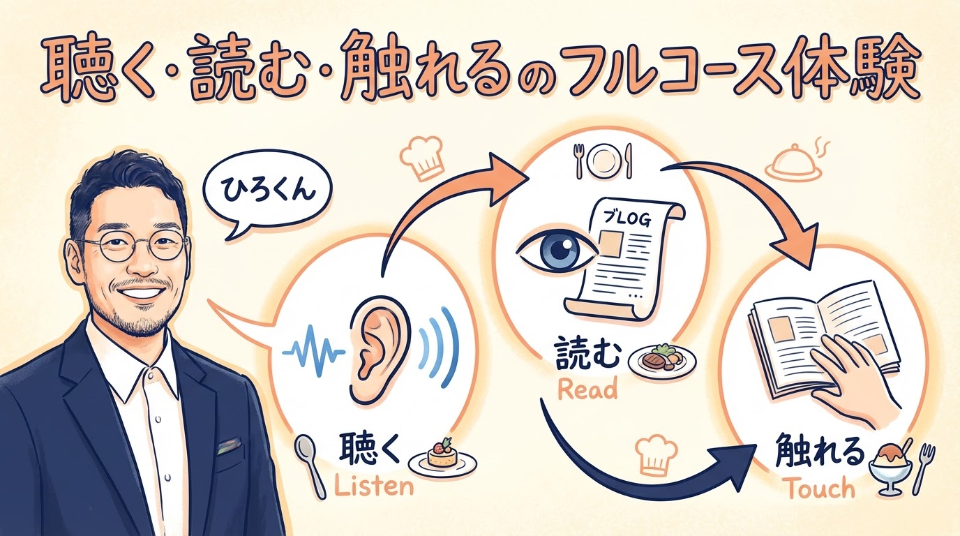 惣菜屋の肉そぼろ理論 — AIは包丁、ストーリーは出汁。1素材フルコース戦略の原点 「聴く・読む・触れる」のフルコース体験