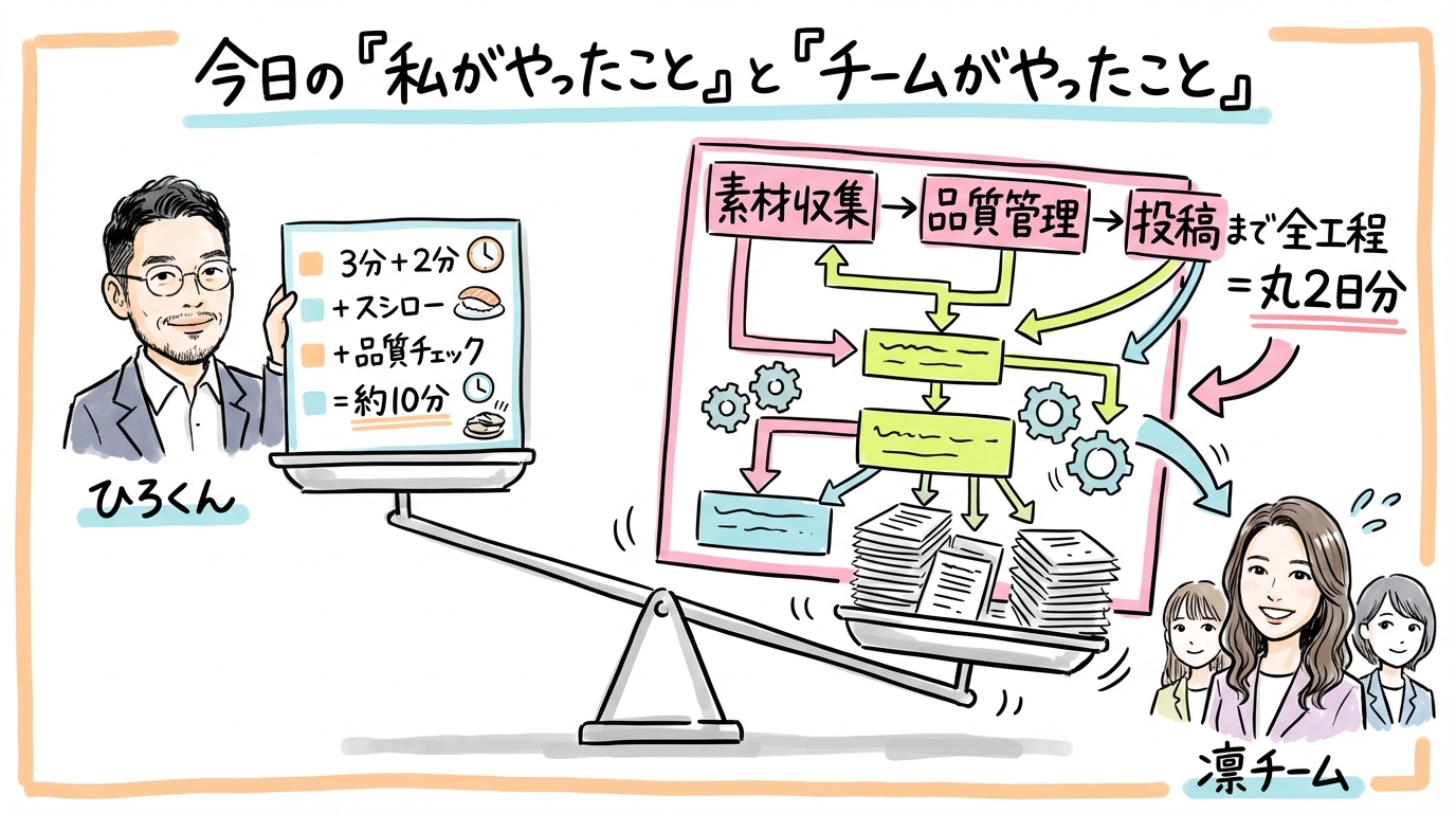 今日の「私がやったこと」と「チームがやったこと」