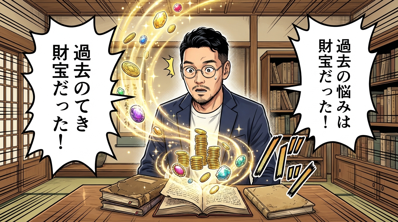 過去の悩みは「財宝」だった