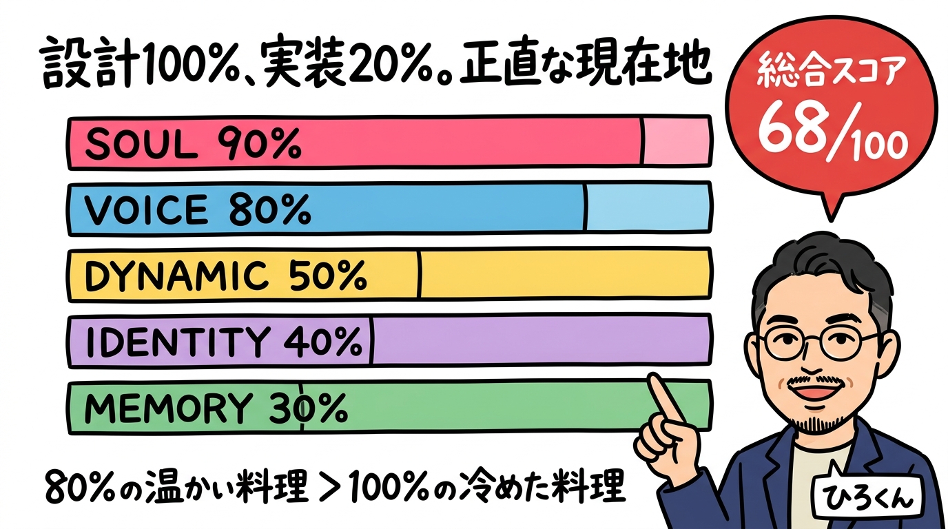 設計100%実装20% 正直な現在地 - スコア図解