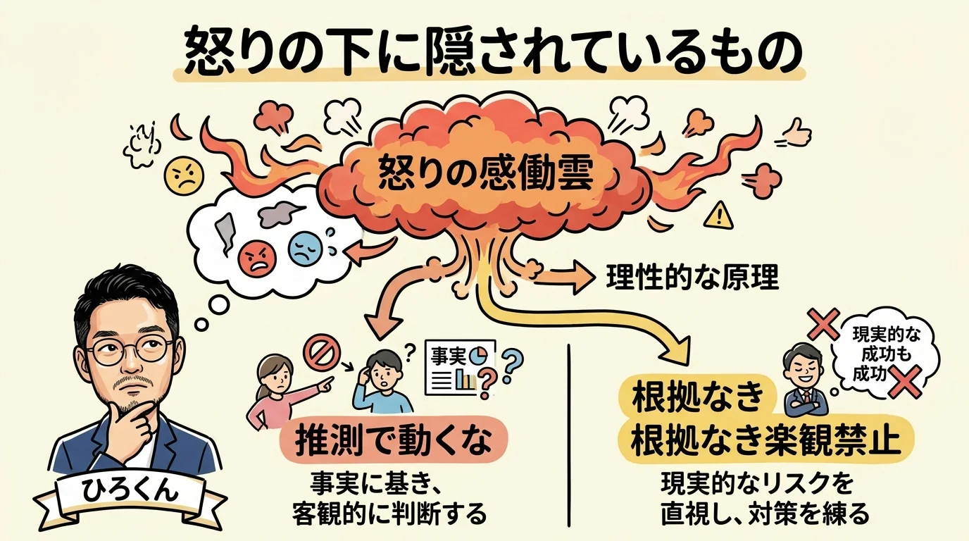 怒り→ルール→仕組みの循環 グラレコ図解