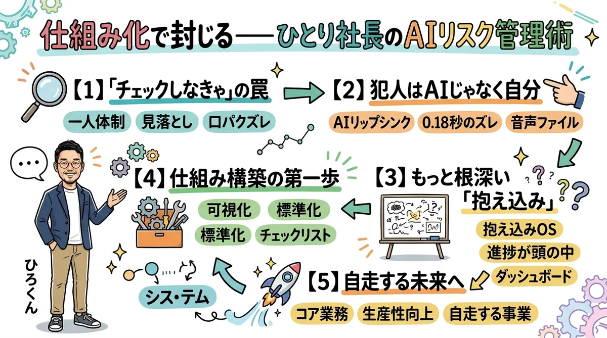 DAY16全体図解：仕組み化で封じるひとり社長のAIリスク管理術