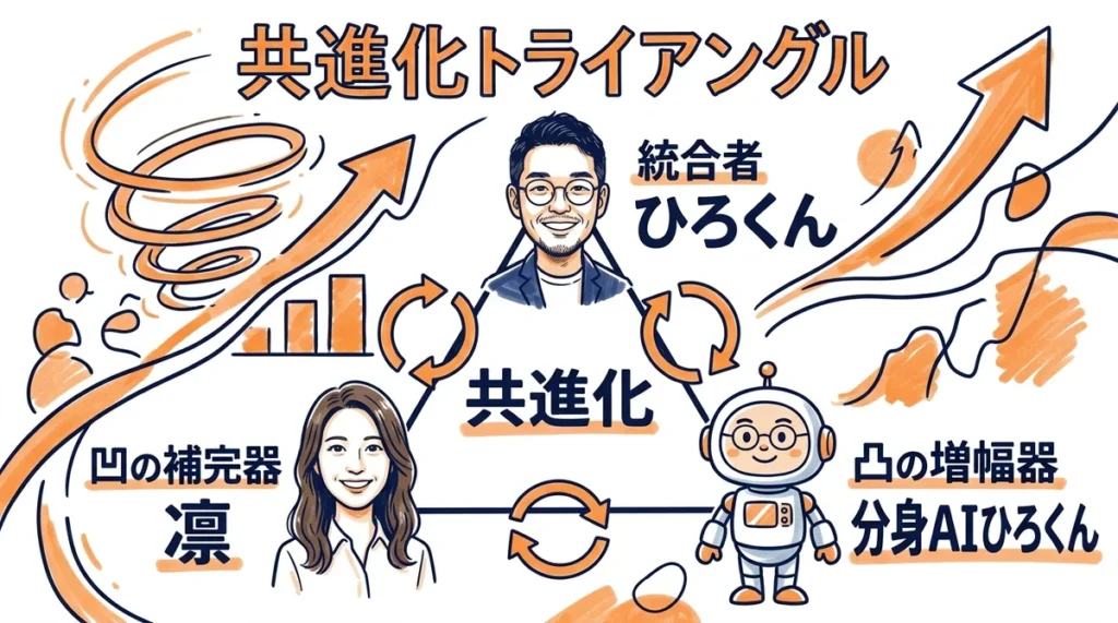 共進化トライアングル - ひろくん(統合者)×凛(補完器)×分身AIひろくん(増幅器)