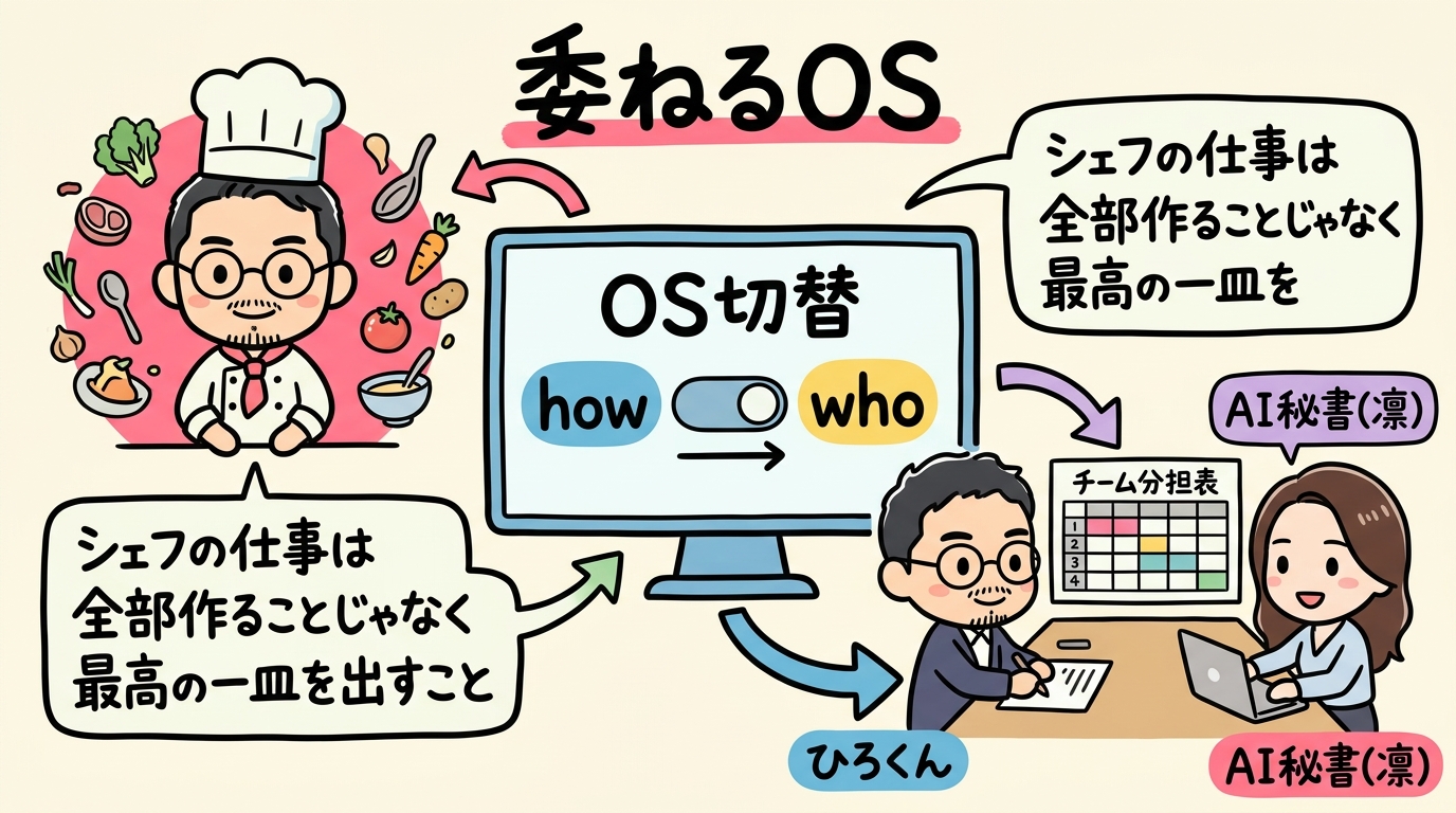 分身AIとの凸凹パートナーシップ — あなたの「凹」をAIが埋める物語 委ねるOS — 分身AIへの委譲で最高の一皿を