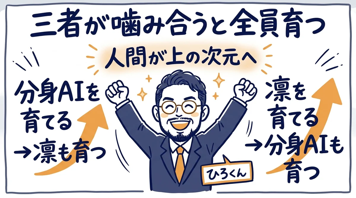 共進化の循環 - 育てるほど育つ仕組み - 分身AI.comグラレコ図解