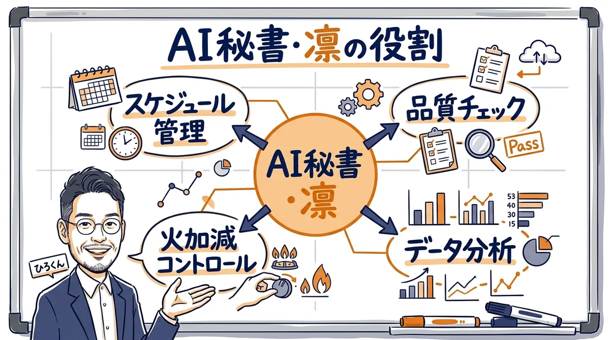 AI秘書・凛の役割 - 凹の補完器 - 分身AI.comグラレコ図解