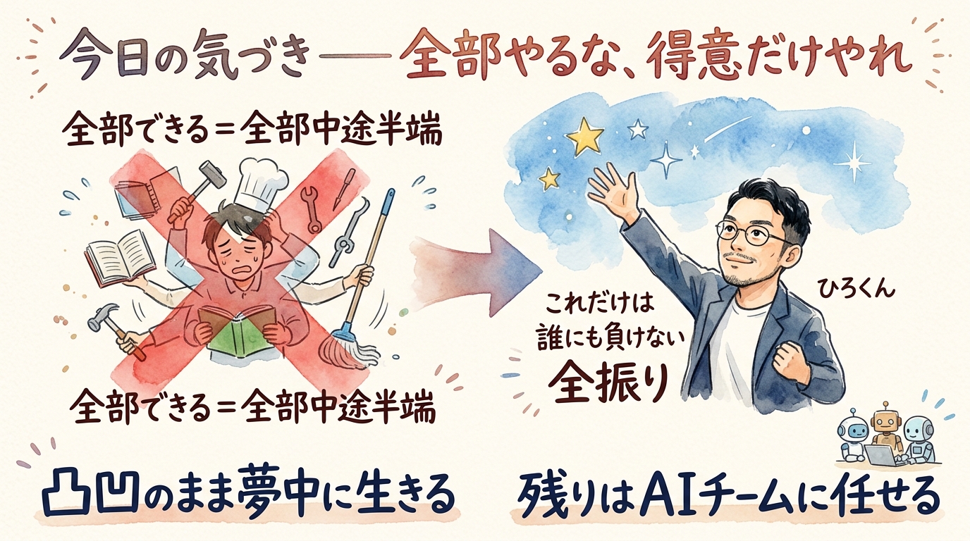 今日の気づき 全部やるな得意だけやれ 図解