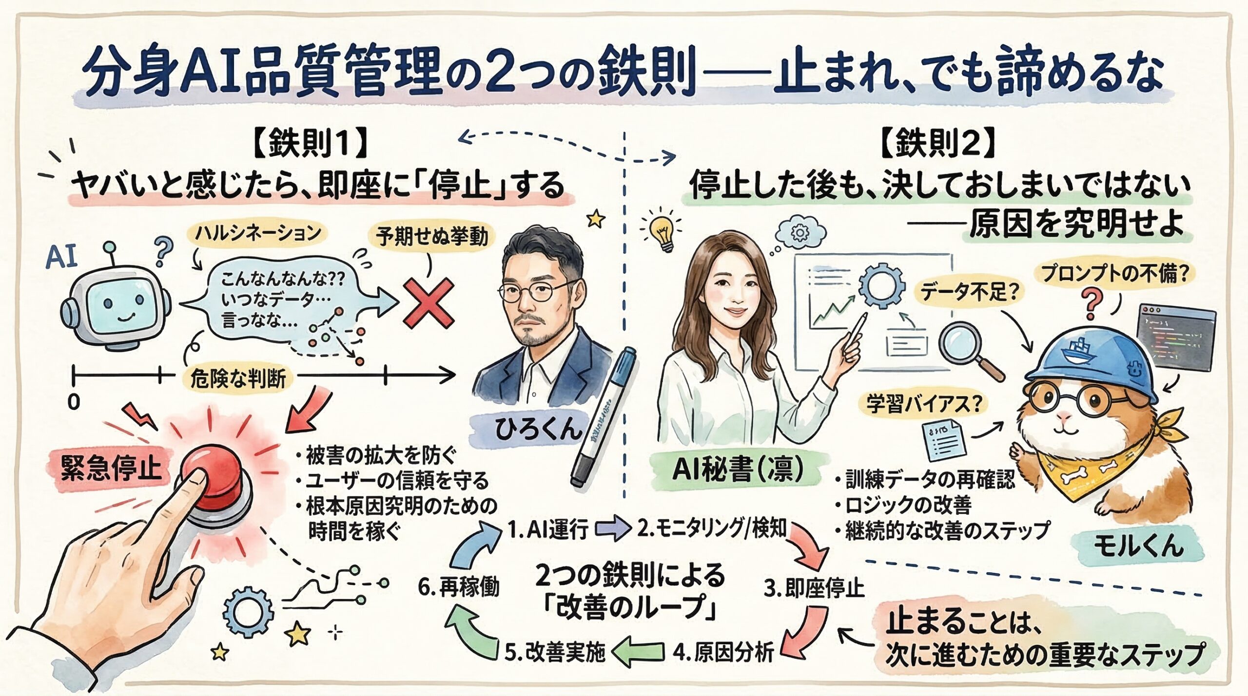 分身AI品質管理の2つの鉄則——止まれ、でも諦めるな|分身AI日記 proeco day24 overview v2