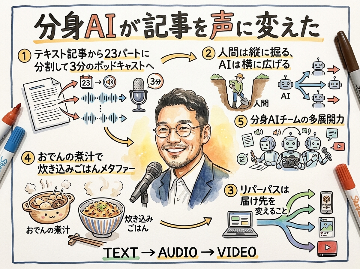 分身AIが記事を声に変えた——リパーパスの裏側を全公開|分身AI日記 DAY29 proeco day29 grafico main