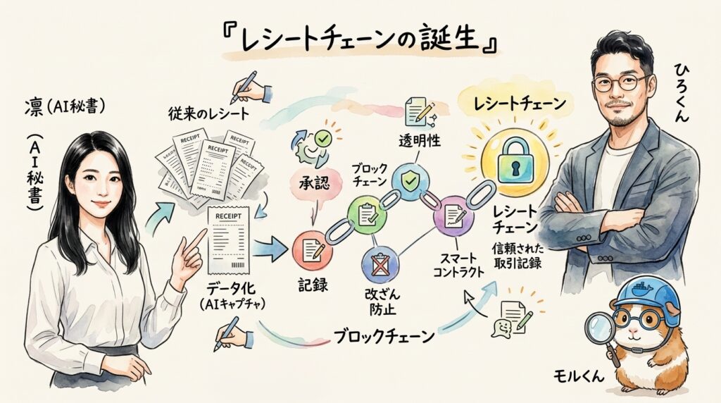 AIエージェントに任せすぎた結果 レシートチェーンの誕生 全体図解