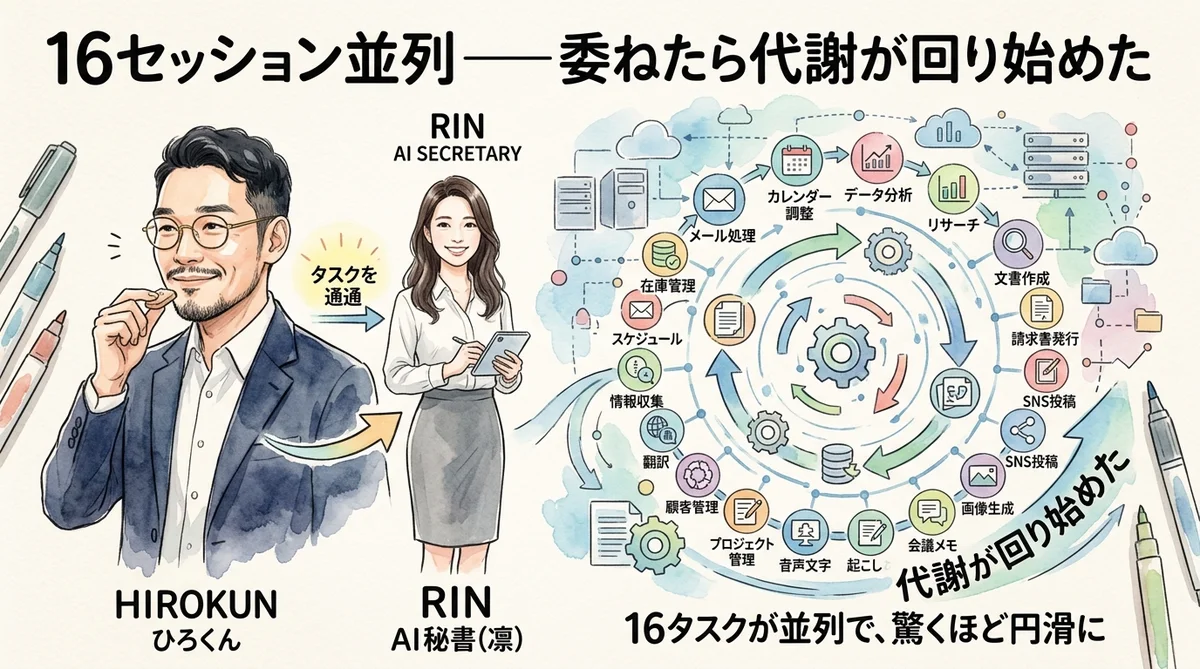 16セッション並列——委ねたら代謝が回り始めた朝