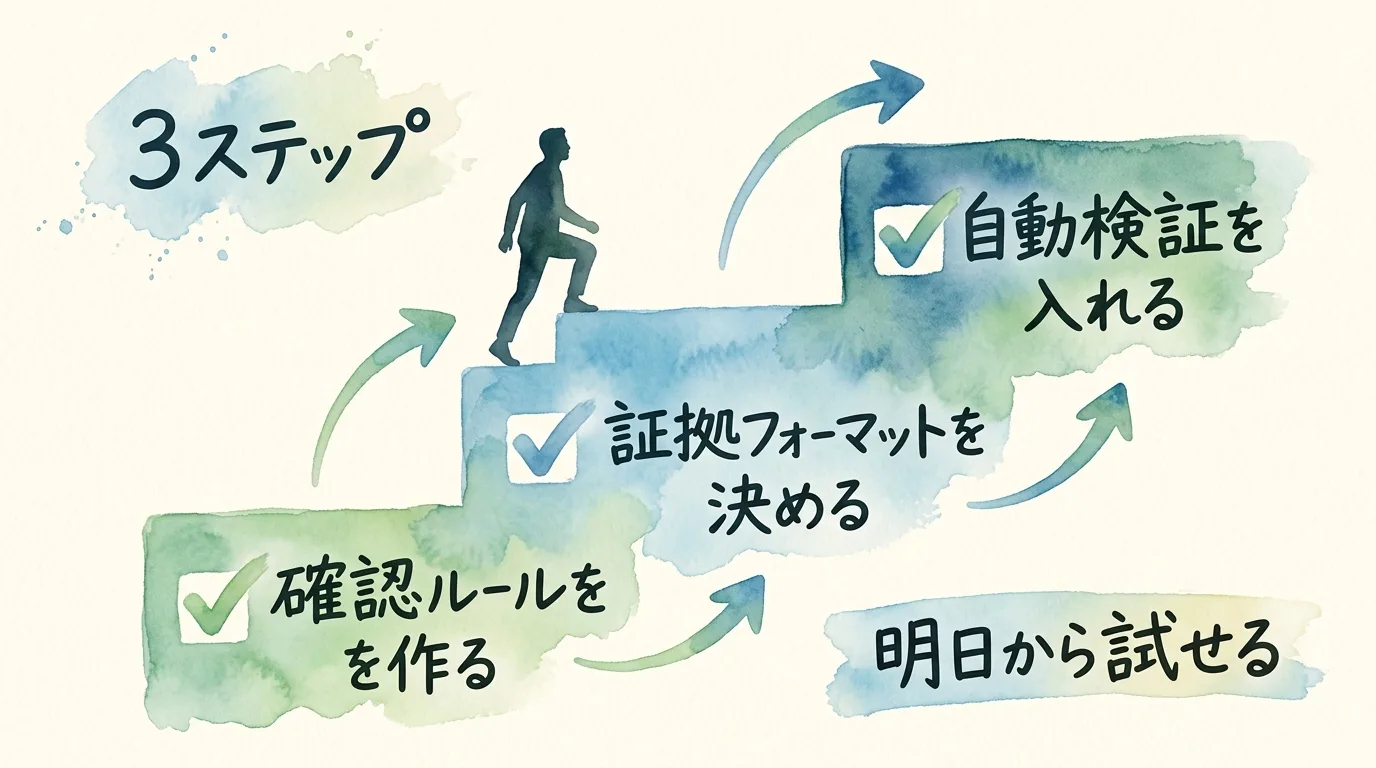 AIの嘘を仕組みで防ぐ5層設計|分身AI日記 DAY32 信頼を構造で守る3つのステップのグラフィックレコーディング