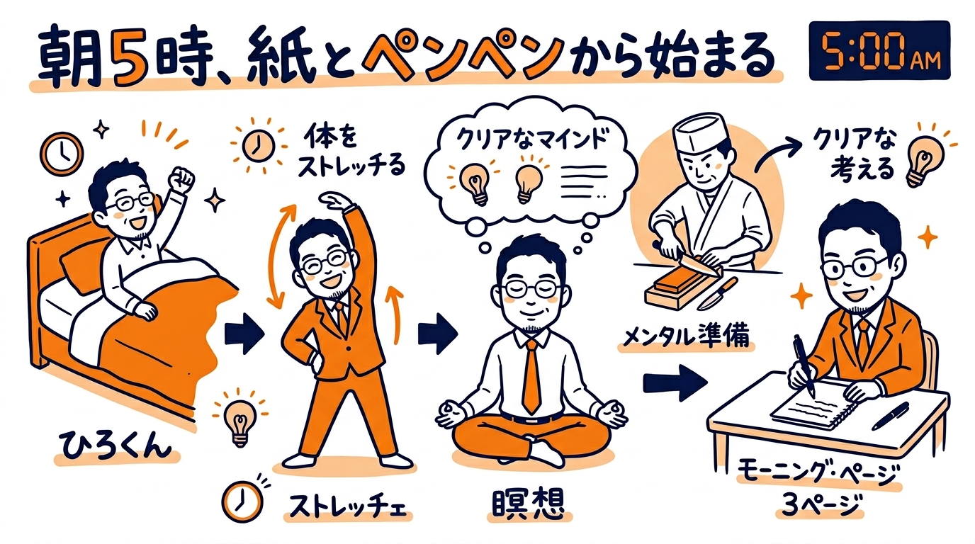 朝5時、紙とペンから始まる