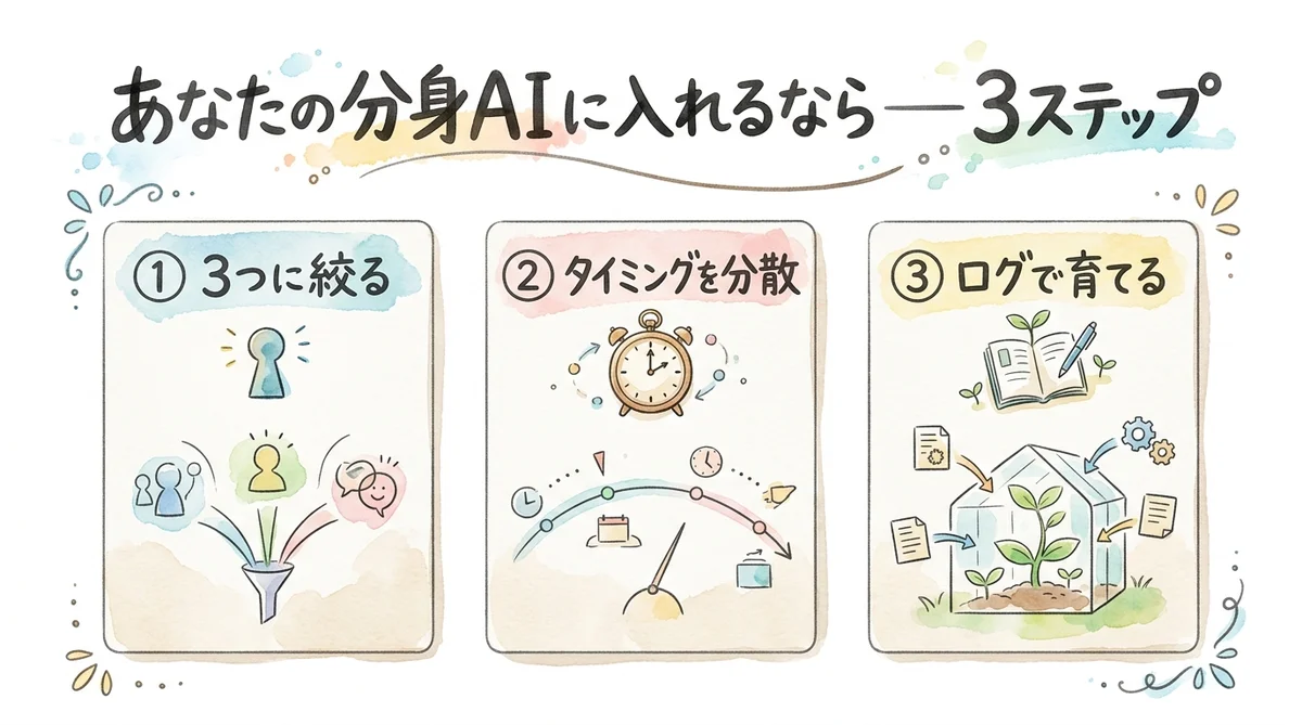 あなたの分身AIに入れるなら——3ステップ