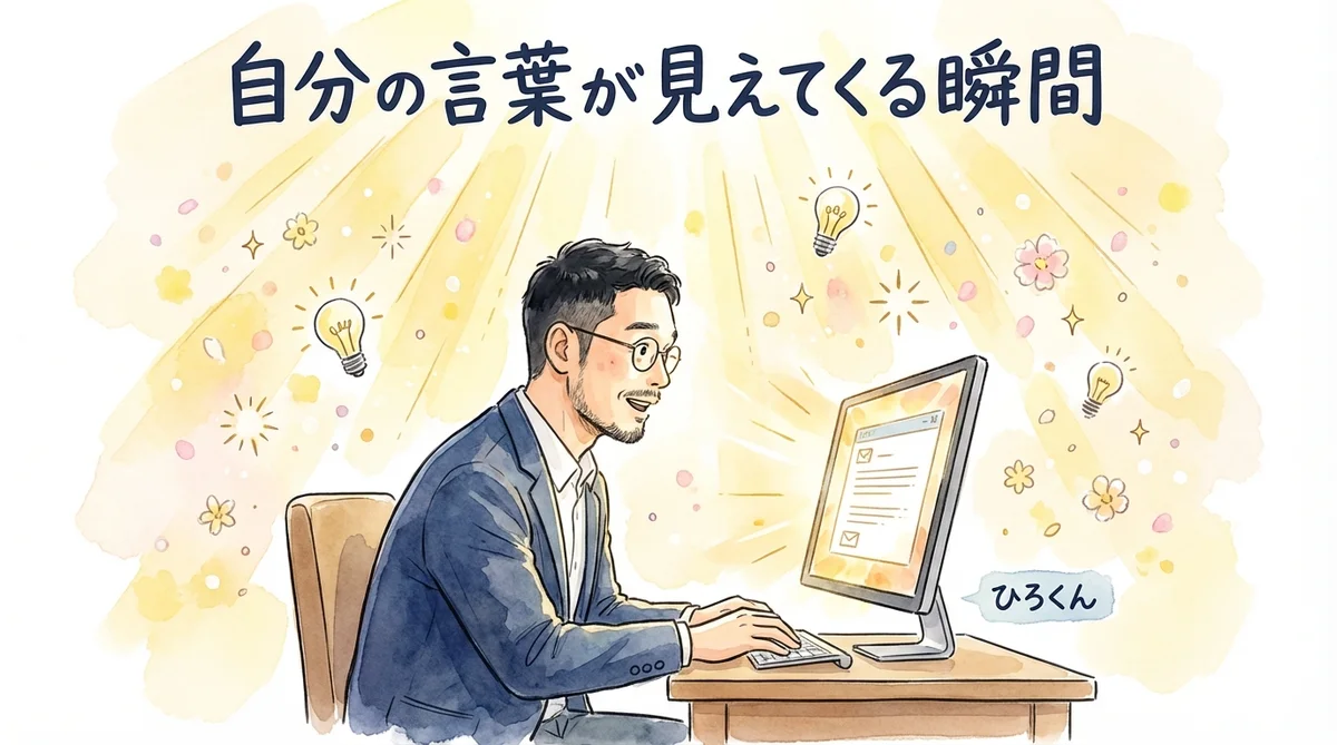 AIパーソナライズメールを87人分作ったら分身AIがAI秘書に圧勝した|分身AI日記 DAY39 自分の言葉が見えてくる瞬間を描いた水彩画イラスト