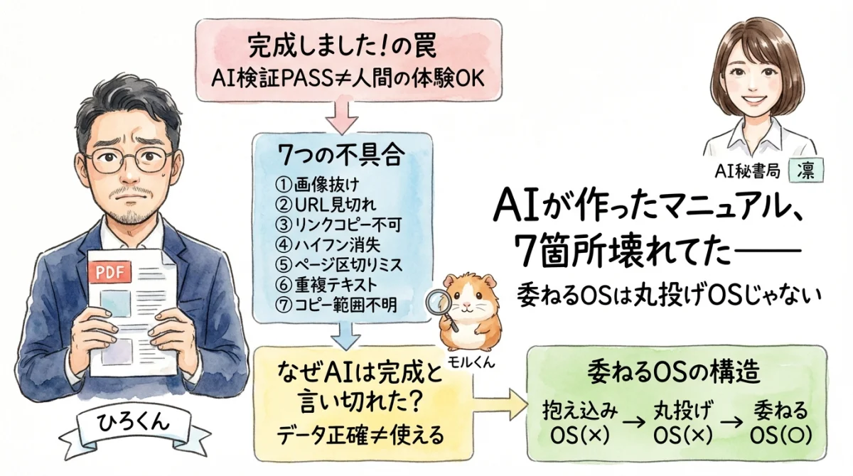 AIが作ったマニュアル、7箇所壊れてた——「完成です!」を信じた私の失敗 day42 overview v5 1