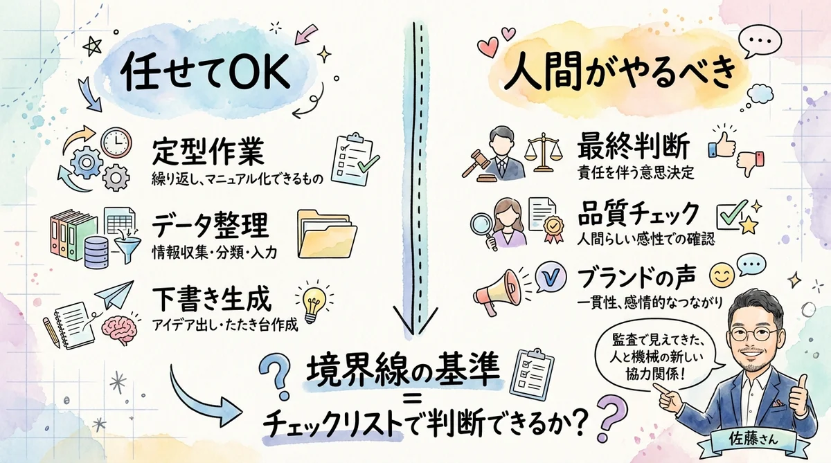 分身AIの任せ方を3段階に分類したら品質が安定した話|分身AI日記 DAY43 任せていい作業とダメな作業の境界線