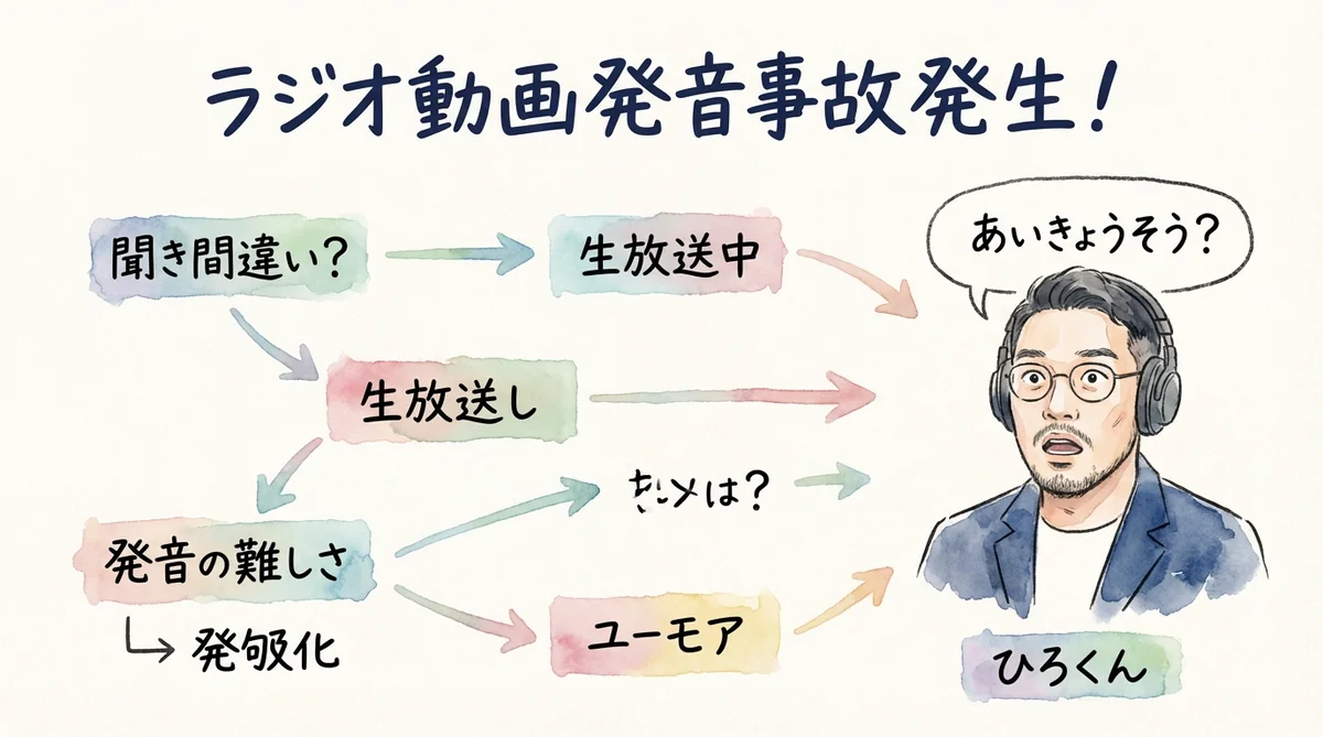 AIが「AI共創」を読めなかった日――発音辞書で分身AIを育てる話|分身AI日記 DAY45 ラジオ動画で発音事故が発生した場面