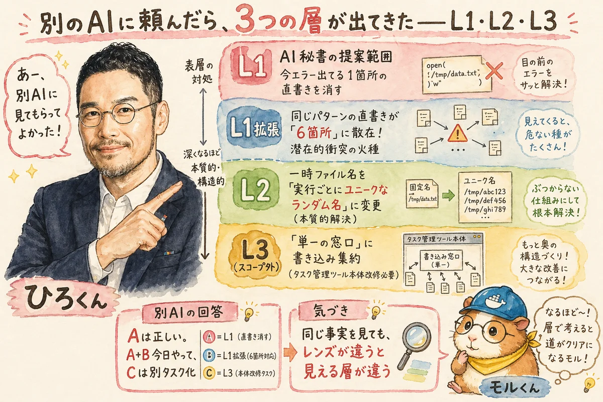 別のAIに頼んだら、3つの層が出てきた——L1・L2・L3