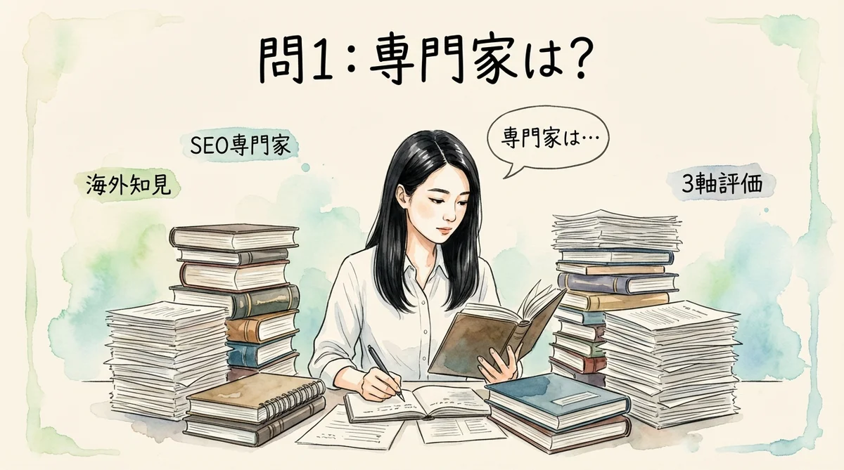 専門家の知見を調べるAI秘書の水彩イラスト