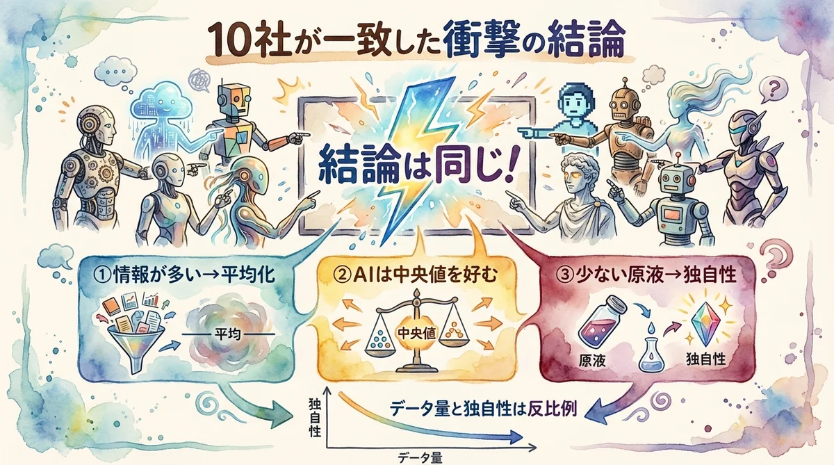 10社が一致した衝撃の結論のグラレコ図解