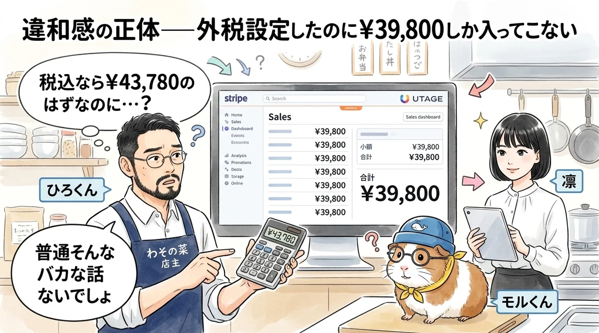 1. 違和感の正体 — 外税設定したのに¥39,800しか入ってこない
