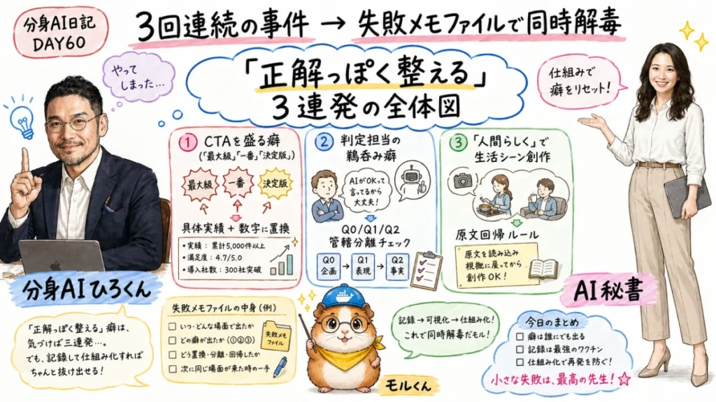 アイキャッチ：「正解っぽく整える」3連発の全体図