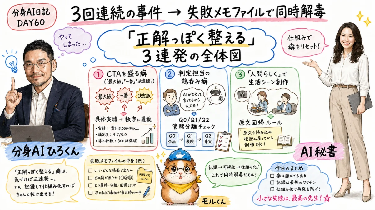 アイキャッチ：「正解っぽく整える」3連発の全体図