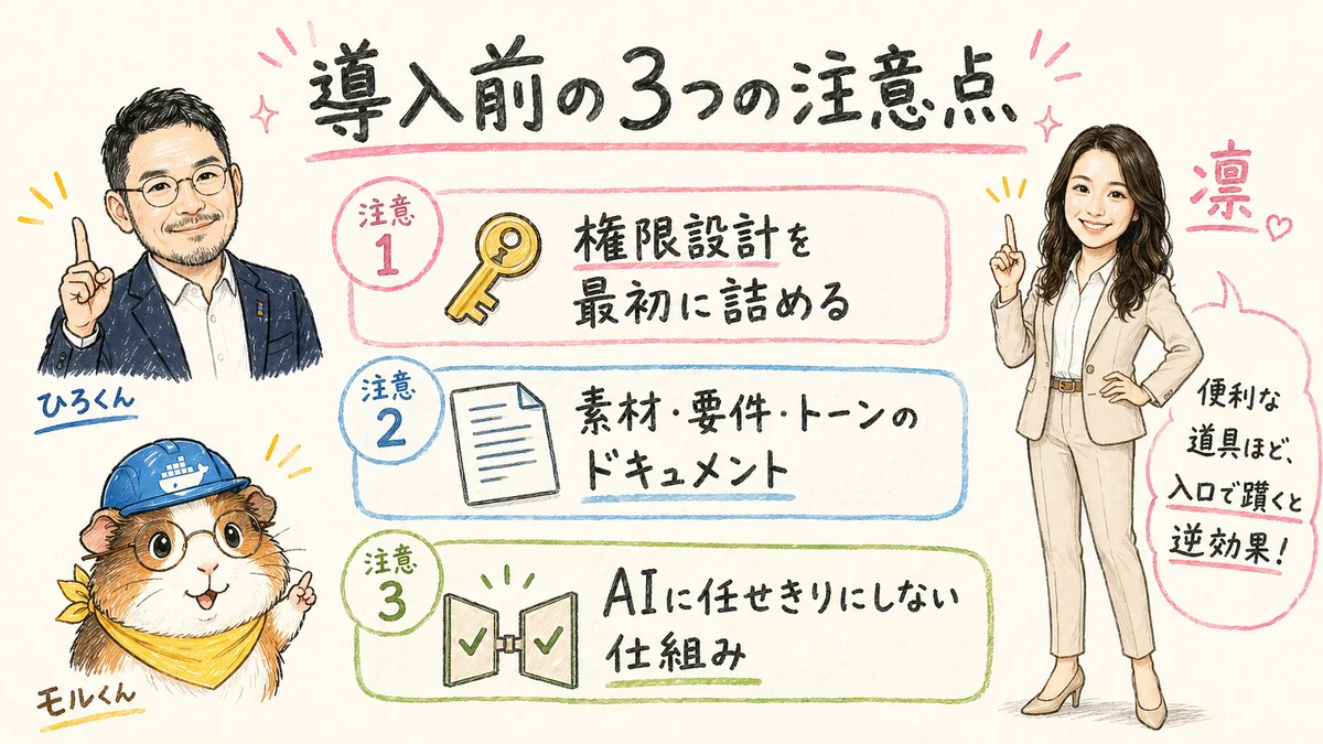 導入前に押さえておきたい3つの注意点 の図解