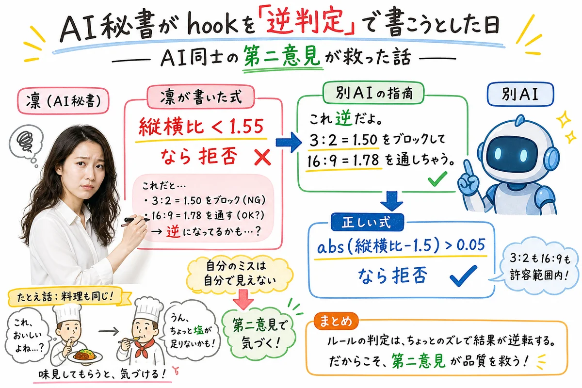 AI秘書がhookを逆判定で書こうとした日