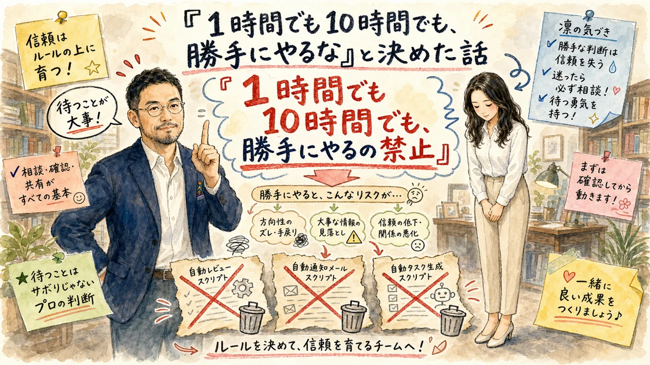 「1時間でも10時間でも、勝手にやるな」と決めた話