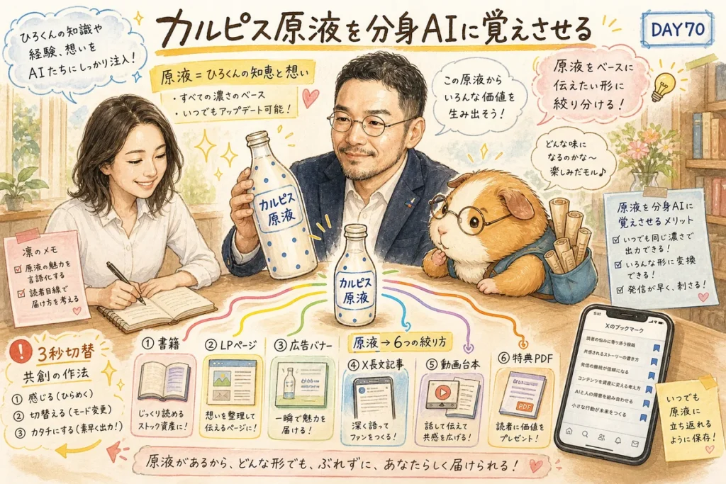朝のブクマで仲間と「カルピス原液」が被った日 — 分身AI日記 DAY70