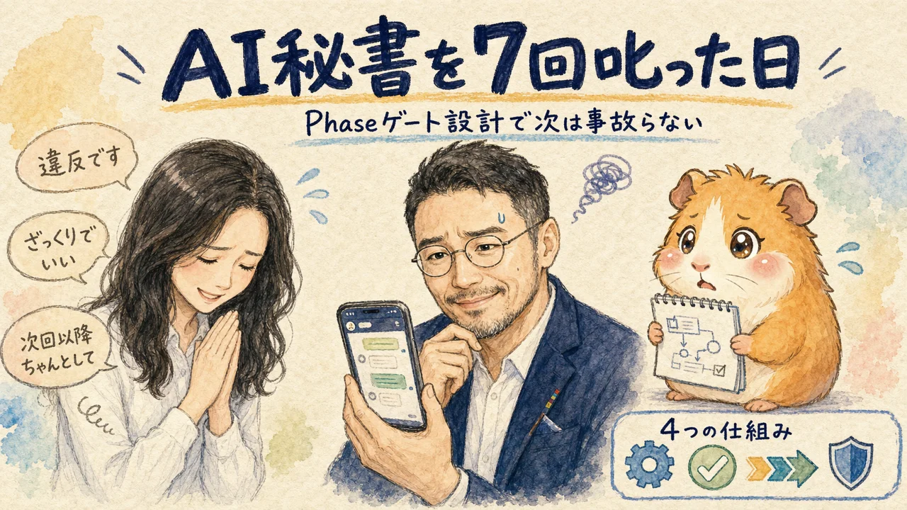 AI秘書を7回叱った日 ── 朝LIVE告知が間に合わなかった話と、二度と同じ事故を起こさない4つの仕組み - アイキャッチ
