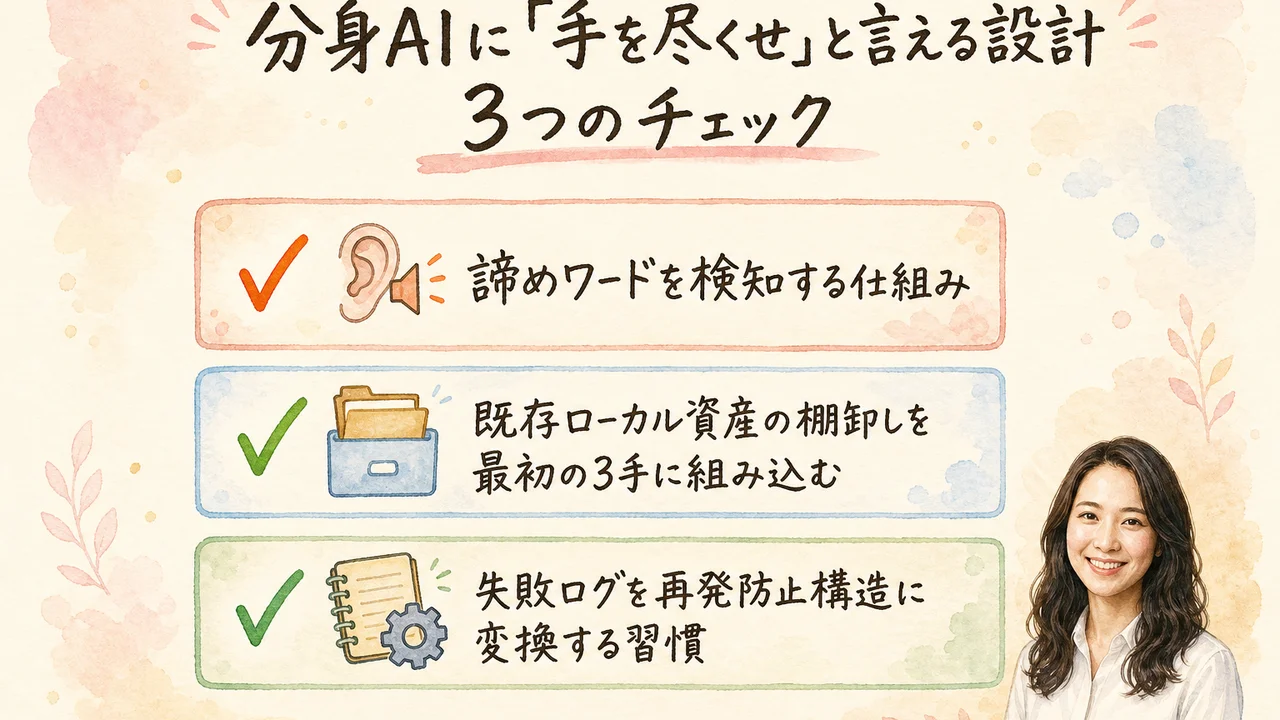 分身AIに『手を尽くせ』と言える設計、3つのチェック