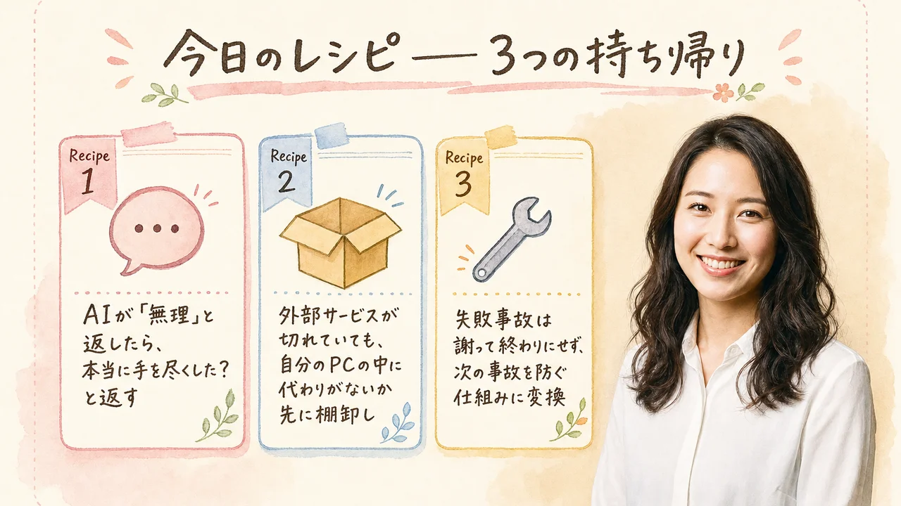 まとめ：今日のレシピと、読者へのバトン