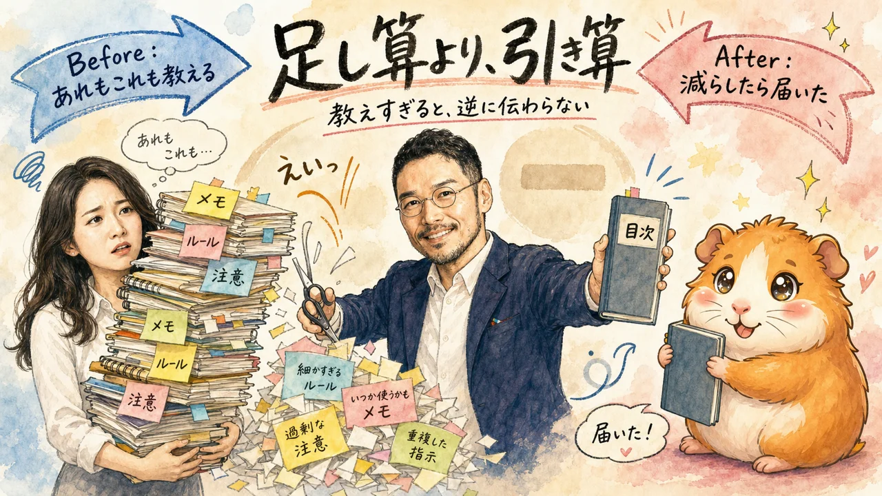「これだけ書いたのに、なんで忘れるの?」——分身AIに教えすぎて伝わらなくなってた話|分身AI日記 DAY87 proeco day87 eyecatch v2