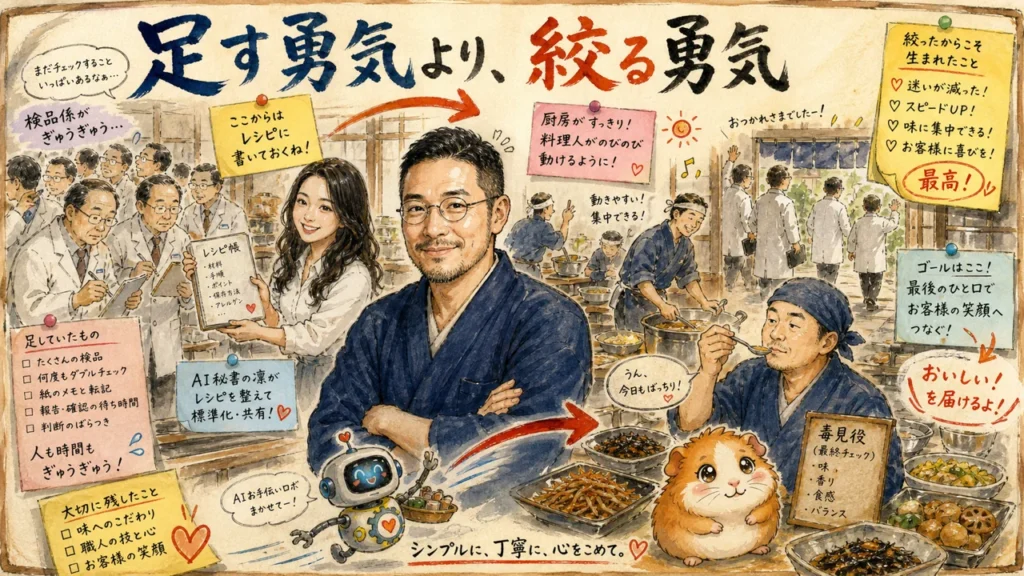 足す勇気より、絞る勇気（ひろくん・AI秘書の凛・モルくん）