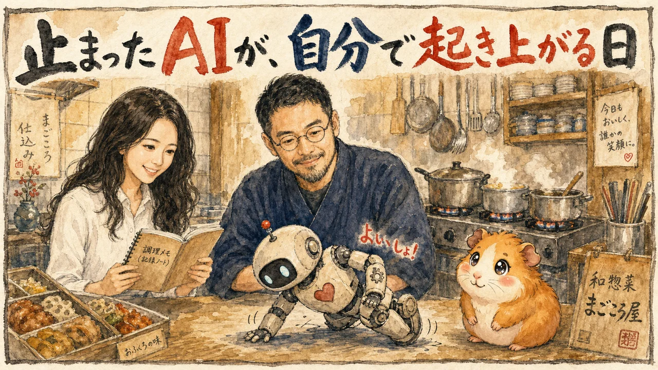 止まったAIが自分で起き上がる日（ひろくん・AI秘書の凛・モルくん）