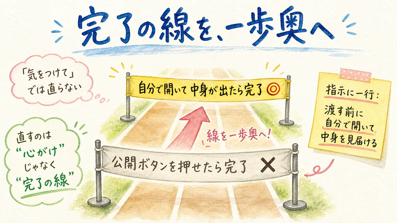 完了の線を、一歩奥へ——自分で開いて中身が出るまで完了と言わない