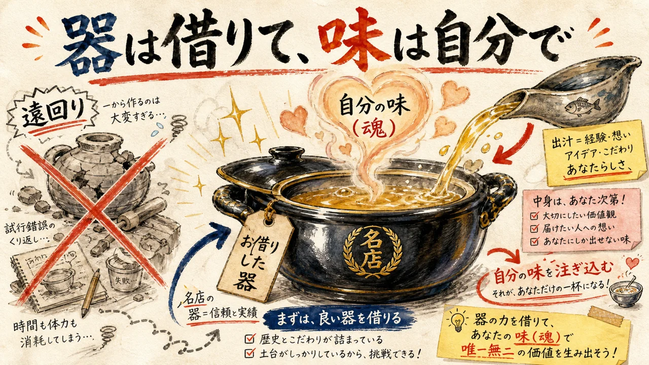 器は借りて、味は自分で（プロの完成形に弟子入り）