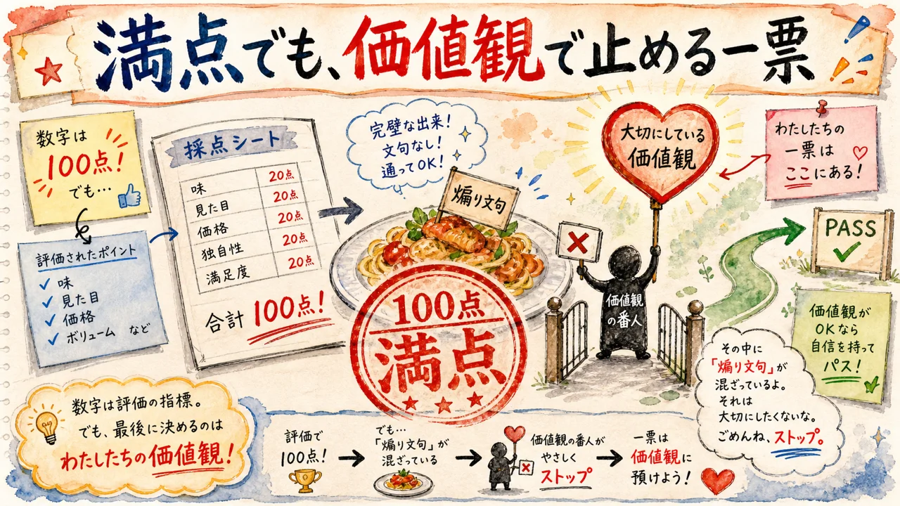 満点でも、価値観に反したら不合格にする一票（拒否権）