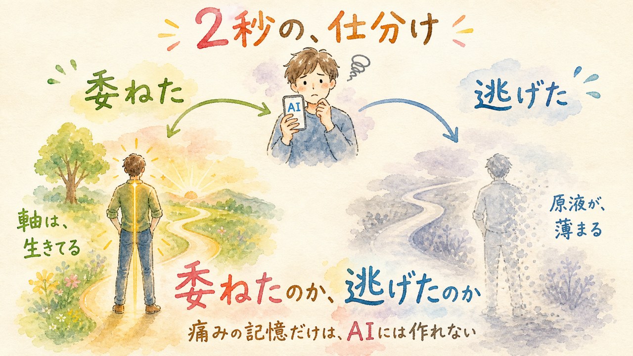 委ねたのか逃げたのか、2秒で仕分ける問いの図解