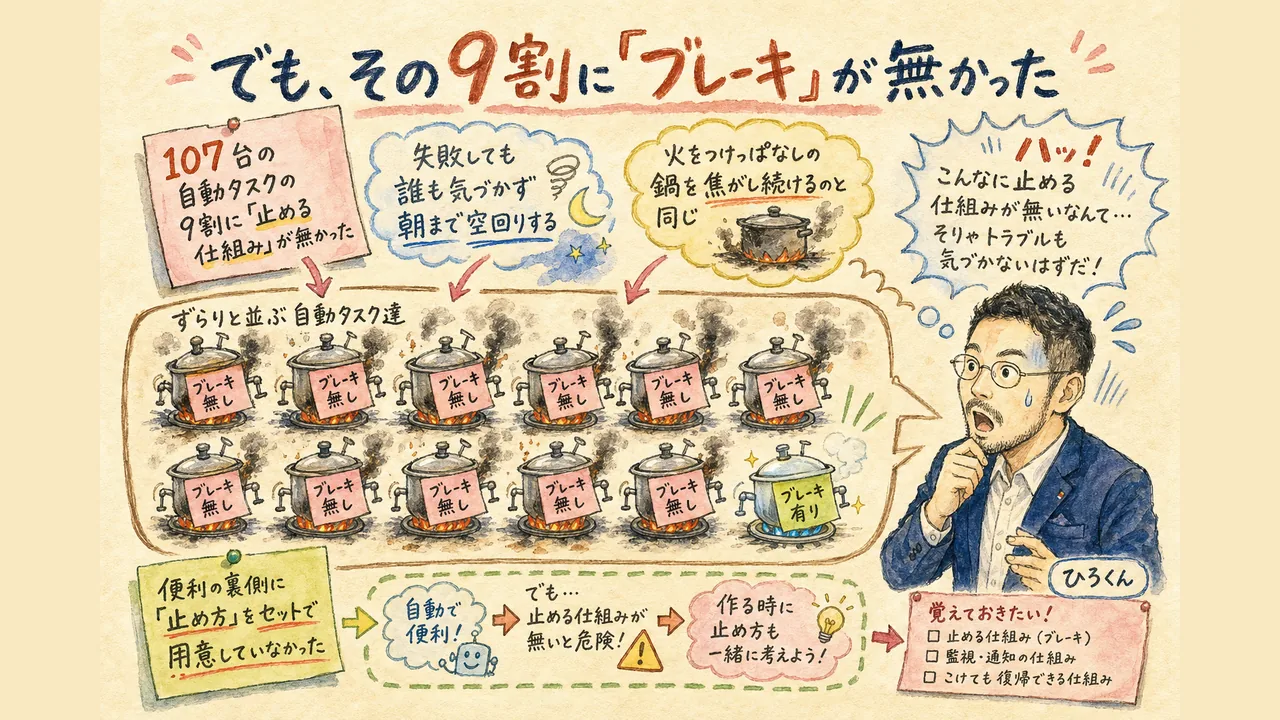 107個の自動タスクの9割に止めるブレーキが無かったことに気づくグラレコ