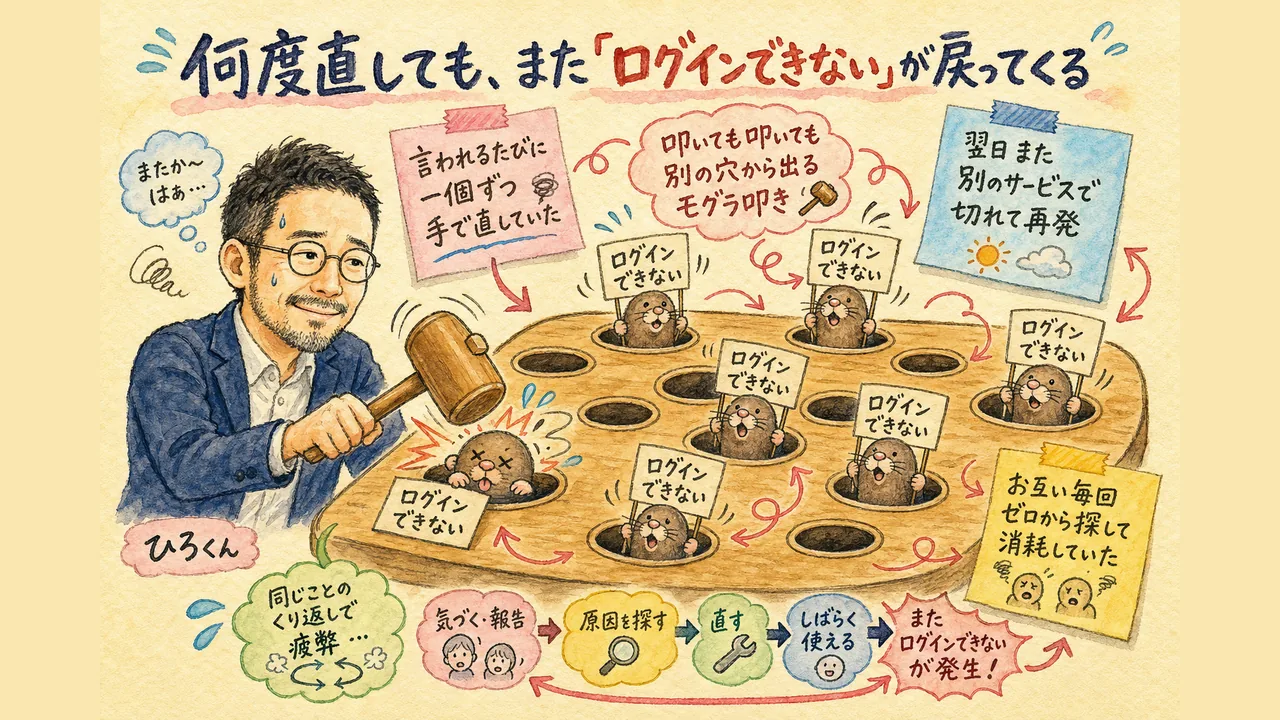 ログインを直しても翌日また別のサービスで切れてモグラ叩きになるグラレコ